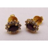 Yellow gold, ruby and diamond earrings, tested 18ct, approx total weight 3.1g