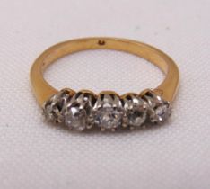 Yellow gold and diamond five stone ring, approx total weight 2.8g