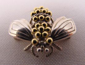 Tiffany and Co. silver and 18ct gold Bumble Bee brooch, approx dimensions 2 x 2.5cm