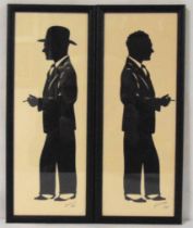 Baron Scotford two framed and glazed silhouettes of gentlemen, signed bottom right dated 1928,