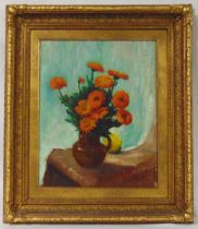 Jagger framed oil on canvas still life of flowers, 45 x 36cm