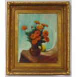 Jagger framed oil on canvas still life of flowers, 45 x 36cm