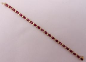 14ct yellow gold, ruby and diamond bracelet, approx total weight 15.0g