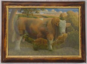 James Lynch framed and glazed watercolour on paper of a Bull, signed and dated bottom right 1989,