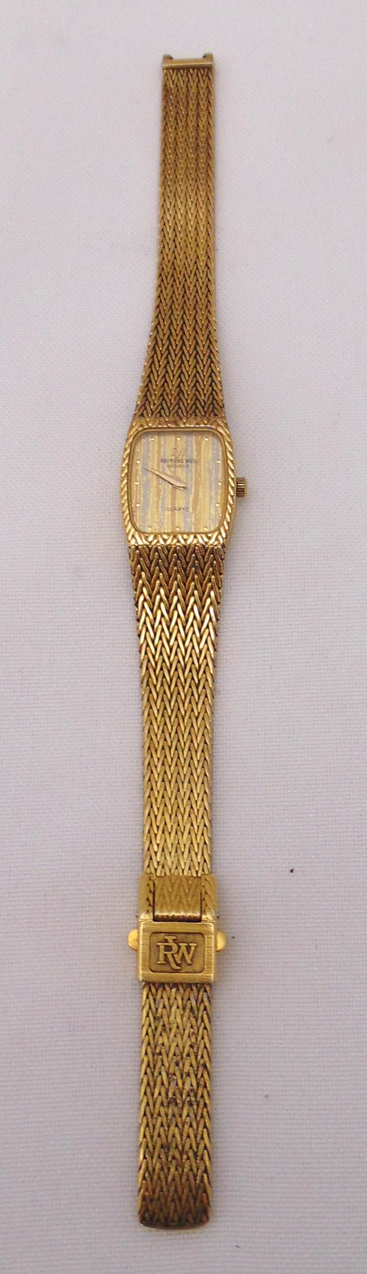 Raymond Weil gold plated ladies wristwatch on a gold plated articulated bracelet