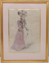 Oliver Messel framed and glazed watercolour titled Costume for Tough at the Top by A P Herbert and
