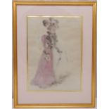 Oliver Messel framed and glazed watercolour titled Costume for Tough at the Top by A P Herbert and