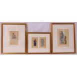 W R Beverly three framed and glazed watercolours of figural studies, 9.5 x 6cm 15.5 x 10cm 12 x 7.