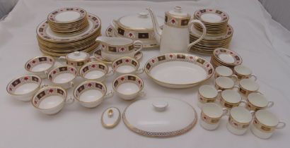 Royal Crown Derby, Derby Border to include plates, bowls, covered tureens, coffee pot, cups and