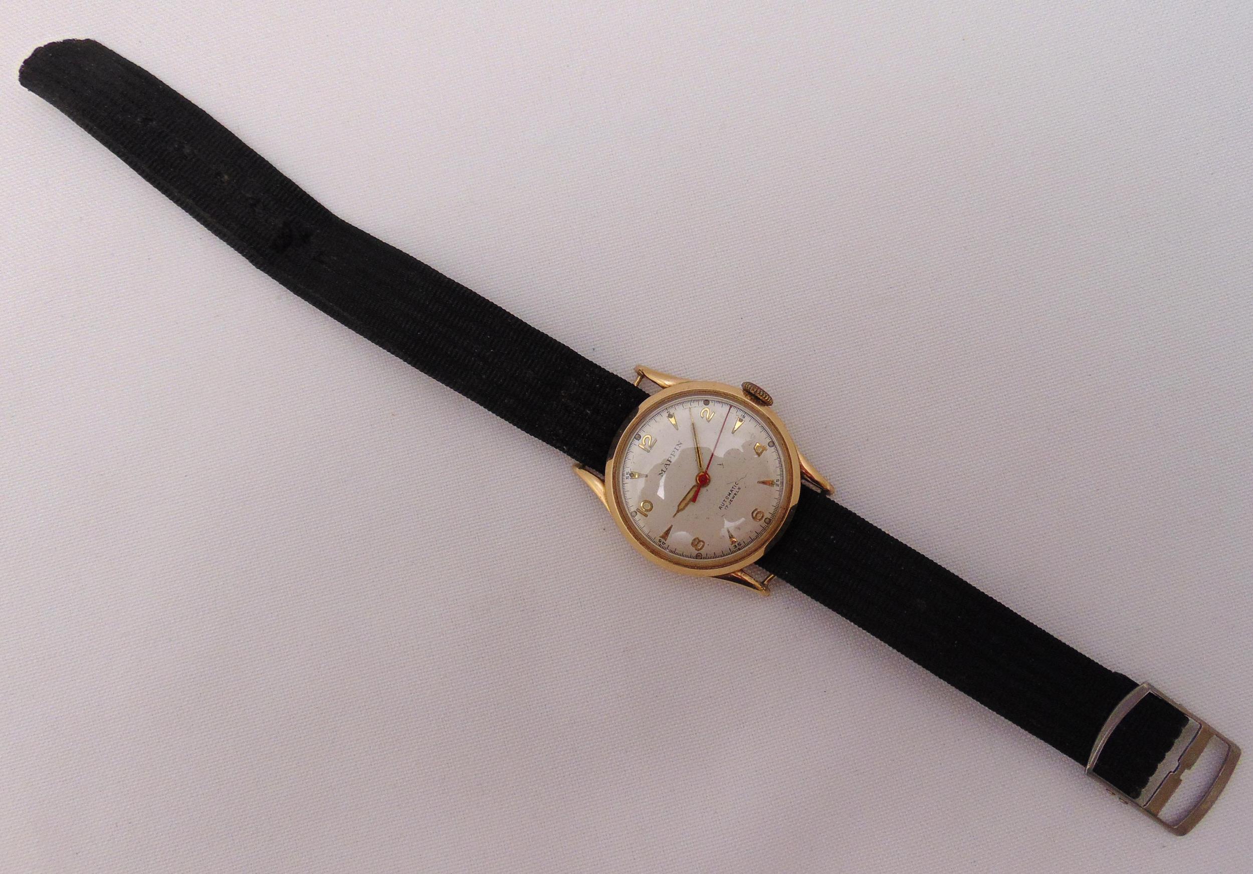 Mappin 9ct gold gentlemans wristwatch on replacement strap - Image 2 of 2