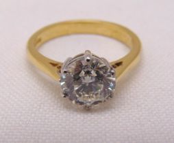 18ct yellow gold and diamond solitaire ring, diamond approx 2 carats, approx total weight 4.0g