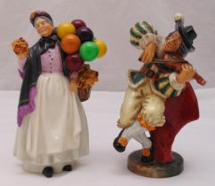 Two Royal Doulton figurines to include The Fiddler HN 2171 and Biddy Penny Farthing HN 1843, tallest