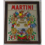 Martini Vermouth framed rectangular polychromatic advertising mirror, frame 58.5 x 48.5cm