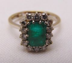18ct white gold, emerald and diamond dress ring, approx total weight 4.1g