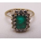 18ct white gold, emerald and diamond dress ring, approx total weight 4.1g