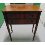 An early 20th century rectangular mahogany hall desk with two drawers on four tapering circular