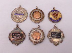 Six hallmarked silver medals for Ealing, Catford and The Tricyle Association cycling clubs (6)