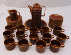 Hornsea Heirloom 1970s coffee set to include a coffee pot, milk jug, cups and saucers and a