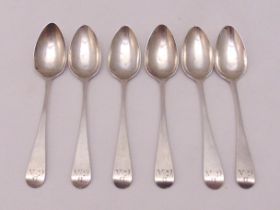 A set of six George III hallmarked silver old English pattern teaspoons by Dorothy Langlands of