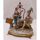 A Crown Naples porcelain figural group of lovers by a well, to include COA, 25.5cm (h)