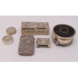 A quantity of hallmarked silver and white metal to include a dressing table box with tortoiseshell