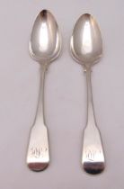 Two George III hallmarked silver fiddle tablespoons by Peter and William Bateman, London 1808 and