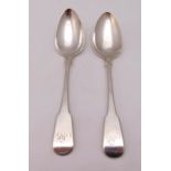 Two George III hallmarked silver fiddle tablespoons by Peter and William Bateman, London 1808 and