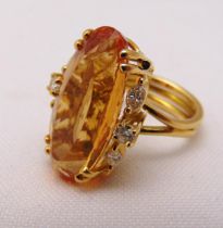 14ct yellow gold, topaz and diamond ring, approx total weight 13.2g