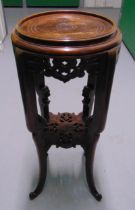 An oriental rectangular mahogany plant stand on four outswept legs, 75 x 35 x 35cm