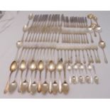 A quantity of white metal flatware to include knives, forks, spoons and fish eaters