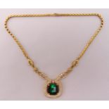 18ct yellow gold tourmaline and diamond pendant necklace, tourmaline 21.1 carats, diamonds approx