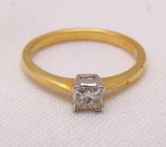 18ct yellow gold and diamond solitaire ring, approx total weight 2.4g