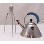 Alessi lemon squeezer and an Alessi bird kettle