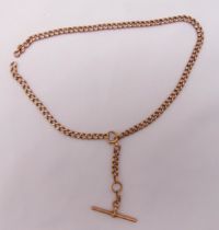 9ct yellow gold Albert chain with fob, approx total weight 29.2g