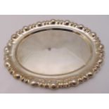 An Austro Hungarian white metal oval tray with raised border, approx total weight 724g