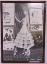 Cornel Lucas framed monochromatic print of Brigitte Bardot with a signed hardbound book, 69 x 48.
