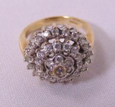 9ct yellow gold CZ cluster ring, approx total weight 8.1g
