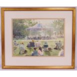 Stanley Andrews framed and glazed watercolour titled Sunday Concert St James Park, signed bottom