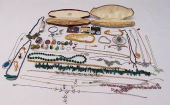 A quantity of costume jewellery to include necklaces, bracelets, rings, earrings and pendants