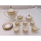 Minton Aragon coffee set to include a coffee pot, cream jug, sugar bowl, cups and saucers for six