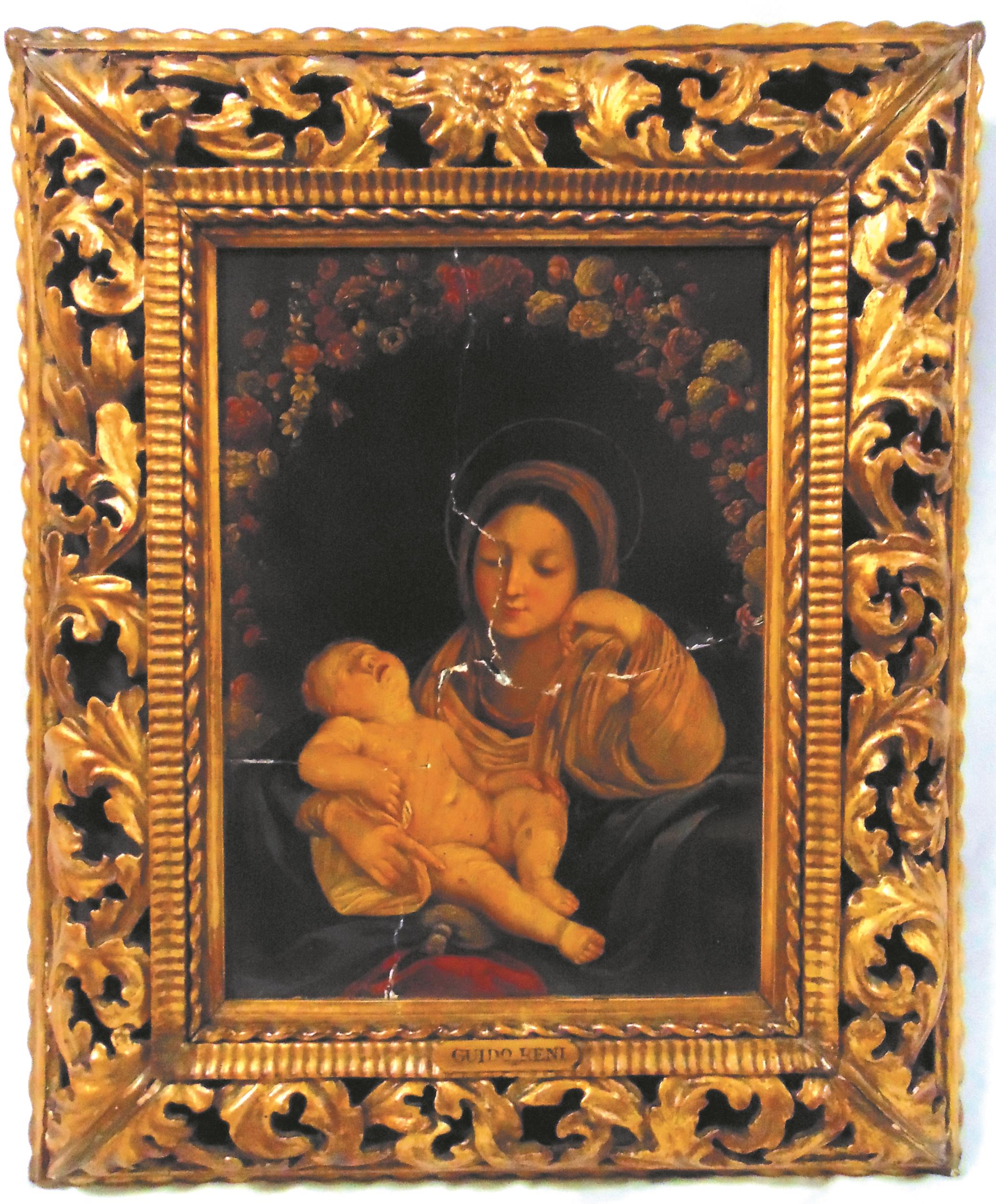 Italian school late 17th early 18th century oil on ceramic mounted on board in decorative gilded