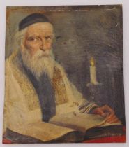 Johann Adalbert Heine (1850-1900) oil on board of a seated Rabbi reading holy scripture by