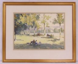 Stanley Andrews framed and glazed watercolour titled Lazy Days along the Seine, signed bottom