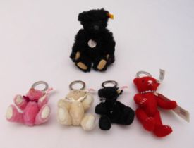 Steiff miniature Teddy Bear yellow tag 029257 and four Steiff key ring bears to include white tag