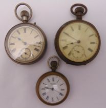 Three open face pocket watches