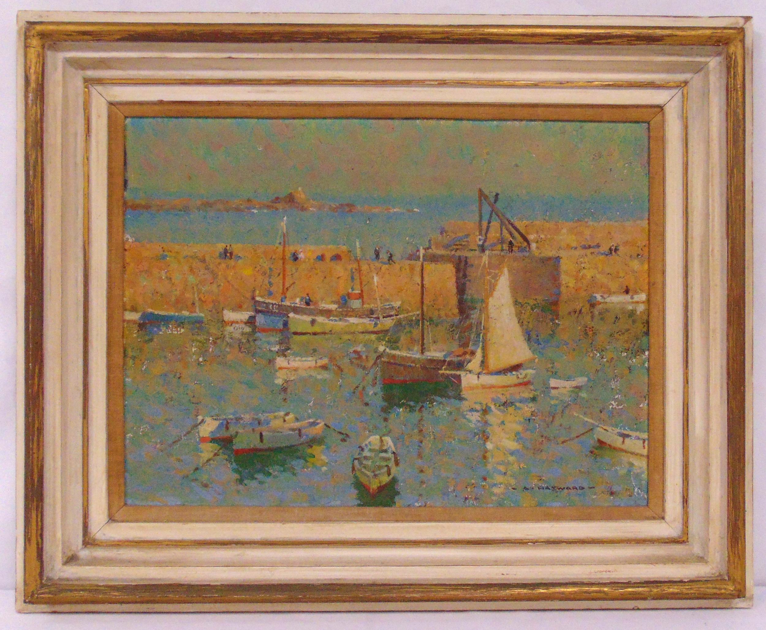 Arthur Hayward framed oil on panel titled Evening Mousehole, signed bottom right, 29.5 x 39.5cm, ARR