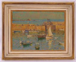 Arthur Hayward framed oil on panel titled Evening Mousehole, signed bottom right, 29.5 x 39.5cm, ARR