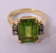 14ct yellow gold, tourmaline and diamond dress ring, approx total weight 4.9g