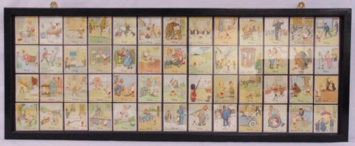 A framed and glazed montage of Henry by Carl Anderson polychromatic J. Wix cigarette cards circa