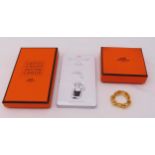 Hermes Paris gilded metal scarf ring Ludgate Shane Dunkle design in original packaging and a